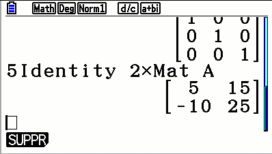 Dimension d'une matrice avec la calculatrice CASIO Graph 90+E ou Graph 35+E II