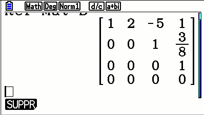 Forme échelonnée réduite d'une matrice avec la calculatrice casio Graph 35+EII et Graph 90+E