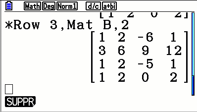 Ajouter une ligne multipliée par un scalaire à une autre dans une matrice avec la calculatrice casio Graph 35+E II et Graph 90+E