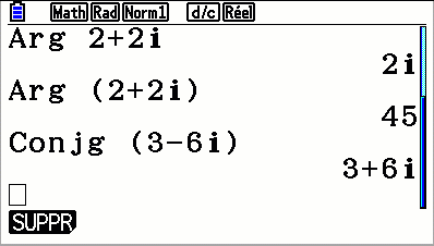Extraire la partie réelle d'un nombre complexe avec la calculatrice casio Graph 35+E II et Graph 90+E