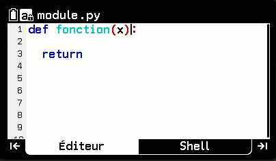 Enregistrer et importer le module dans le SHELL du menu python de la calculatrice CASIO GRAPH MATH+