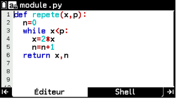 Boucle while Python sur la calculatrice CASIO GRAPH MATH+
