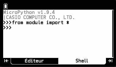 Rappeler une fonction dans le SHELL du menu Python de la calculatrice CASIO GRAP MATH+