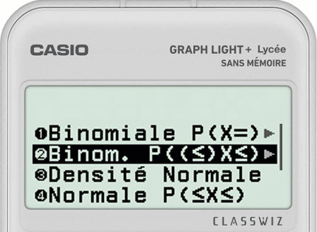 Inverser la loi binomiale avec la calculatrice GRAPH LIGHT+
