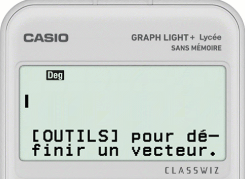 Déterminer l'angle entre deux vecteurs avec la calculatrice CASIO GRAPH LIGHT+