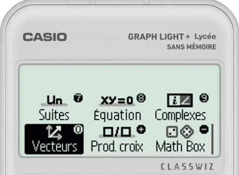 Définir un vecteur avec la calculatrice CASIO GRAPH LIGHT+