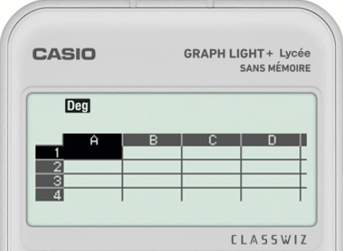 Remplir une cellule avec une formule dans le tableur de la calculatrice CASIO GRAPH LIGHT+