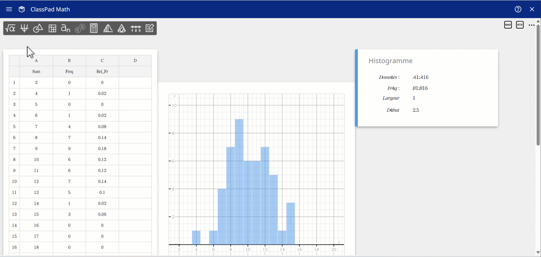 Diagramme en boîte sur classpad.net