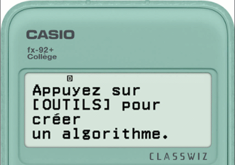 Programme de calcul avec le menu ALGO de la calculatrice CASIO fx-92+ Collège.